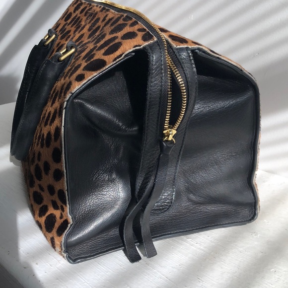 CLARE V Leopard Ponyhair Tote - Picture 3 of 8